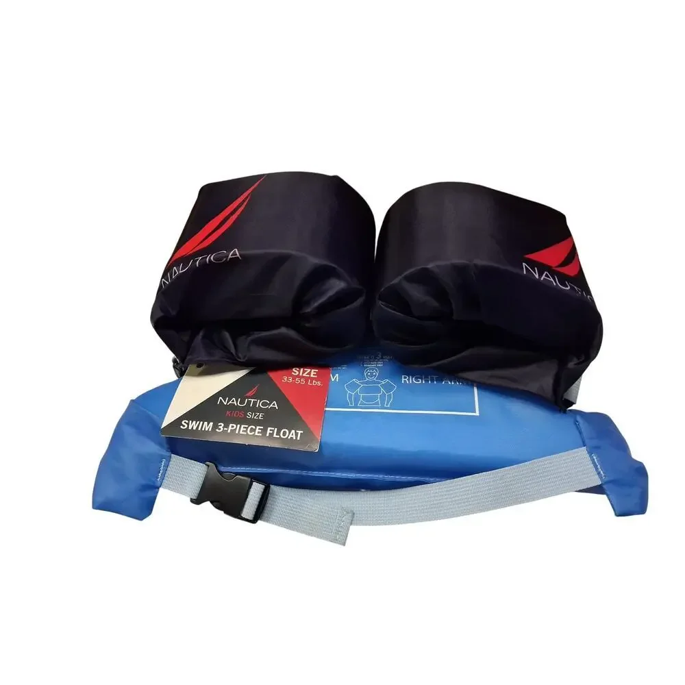 Kids Nautica Swim Float 3 Piece Arm Bands 33-55 Lbs Blue Adjustable New
